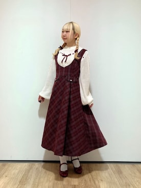 「アイテム（ジャンパースカート）」を使った、F i.n.tさん（レディース・149cm）の冬コーディネート