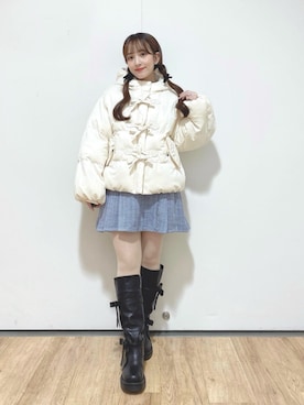 「アイテム（バレッタ/ヘアクリップ）」を使った、F i.n.tさん（レディース・150cm）の冬コーディネート