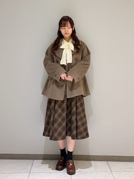 「アイテム（ピーコート）」を使った、F i.n.tさん（レディース・156cm）の冬コーディネート