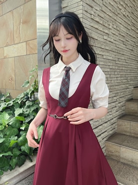 「アイテム（ジャンパースカート）」を使った、F i.n.tさん（レディース・157cm）の夏コーディネート