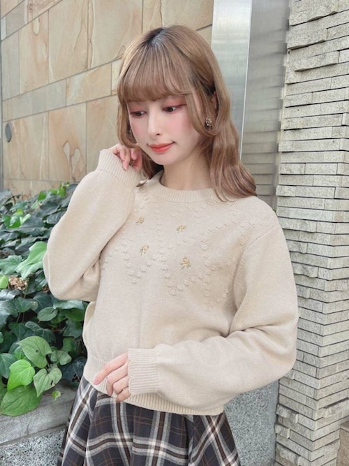 セール】プチローズ刺繍ニットプルオーバー/fint フィント（ニット