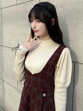 「アイテム（ワンピース/ドレス、レッド系）」を使った、F i.n.tさん（レディース・157cm）の秋コーディネート