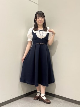 「アイテム（ジャンパースカート）」を使った、F i.n.tさん（レディース・153cm）の夏コーディネート