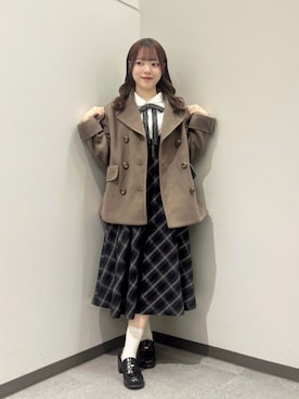 「アイテム（ピーコート）」を使った、F i.n.tさん（レディース・153cm）の冬コーディネート