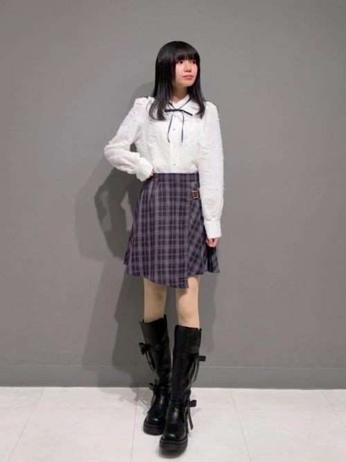 F i.n.t（フィント） ブラウス シャツ リボン付きカットジャガード