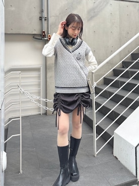 「刺繍」｜「アイテム（ブーツ）」を使った、F i.n.tさん（レディース・165cm）の冬コーディネート