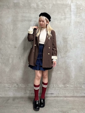 「アイテム（ハンチング/ベレー帽）」を使った、F i.n.tさん（レディース・153cm）の秋コーディネート