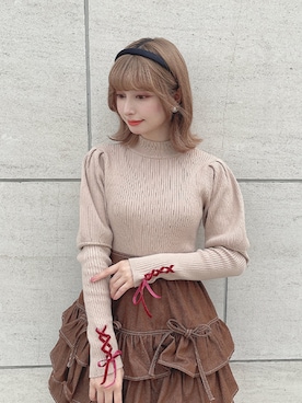 「アイテム（カチューシャ）」を使った、F i.n.tさん（レディース・150cm）の秋コーディネート