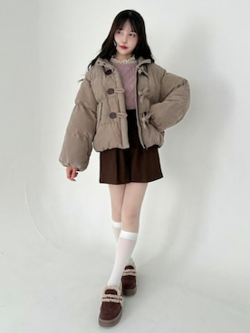 「アイテム（モカシン/デッキシューズ）」を使った、F i.n.tさん（レディース・157cm）の秋コーディネート