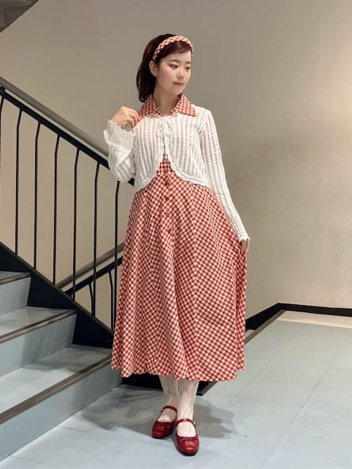レトロギンガム開衿ワンピース アンアナザーアンジェラス フィント レトロギンガム開衿ワンピース/fint フィント（ワンピース）｜an