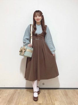 「アイテム（バッグ、グリーン系）」を使った、F i.n.tさん（レディース・150cm）の冬コーディネート