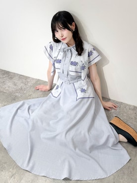 「an another angelus（アンアナザーアンジェラス）のクロスストラップ厚底パンプス（パンプス、ブラック系）」を使った、F i.n.tさん（レディース・158cm）の春コーディネート