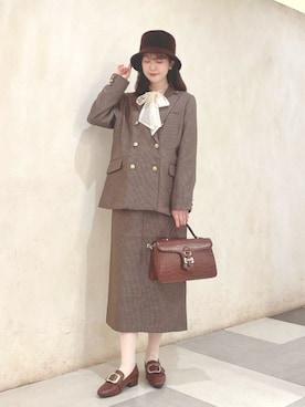 「ブラウンコーデ」｜「アイテム（その他シューズ）」を使った、F i.n.tさん（レディース・157cm）の秋コーディネート