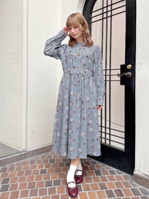 セール】レース使いレトロ花柄ワンピース/fint フィント（ワンピース