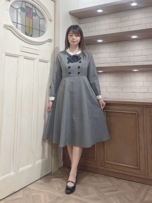 セール】クレリックダブルカラータイ付きワンピース/fint フィント