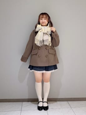 「アイテム（ピーコート）」を使った、F i.n.tさん（レディース・155cm）の冬コーディネート