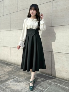 「アイテム（パンプス）」を使った、F i.n.tさん（レディース・157cm）の秋コーディネート