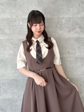 「ブラウンコーデ」｜「アイテム（ワンピース/ドレス）」を使った、F i.n.tさん（レディース・157cm）の夏コーディネート