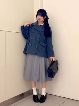 「アイテム（ピーコート）」を使った、F i.n.tさん（レディース・160cm）の冬コーディネート