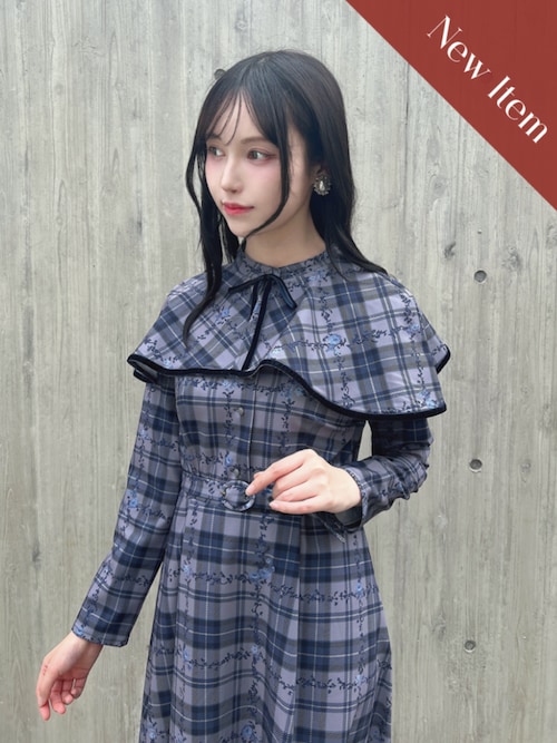 プチフラワーチェック柄ケープ付きワンピース（ワンピース）｜F i.n.t