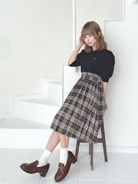 「アイテム（ローファー）」を使った、F i.n.tさん（レディース・152cm）の夏コーディネート