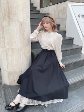 「アイテム（カチューシャ）」を使った、F i.n.tさん（レディース・152cm）の秋コーディネート