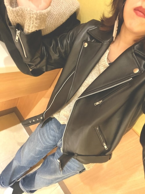 【未使用】Ungrid リアルレザー　ルーズライダース　羊革 Ungrid（アングリッド）の「リアルレザールーズライダース（ライダース