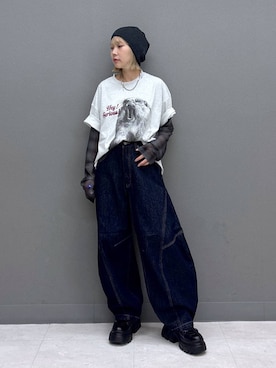「PAGEBOY（ページボーイ）のレースアップトラックブーツ【ストレッチ/抗菌防臭/軽量/美脚】（ブーツ、ブラック系）」を使った、anninさん（レディース・152cm）の夏コーディネート