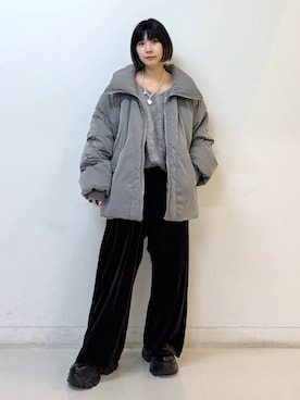 「アイテム（ブルゾン、グレー系）」を使った、anninさん（レディース・152cm）の冬コーディネート