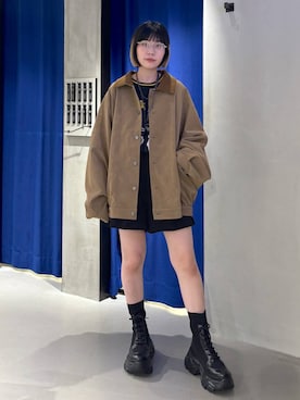 「PBLIM（ページボーイリム）の《UNISEX》ソフトスウェードブルゾン（ブルゾン）」を使った、anninさん（レディース・152cm）の秋コーディネート