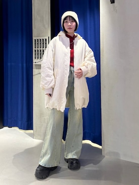 「PAGEBOY（ページボーイ）のモンスターパーカーコート【フード取り外し可能・軽量】（ブルゾン）」を使った、anninさん（レディース・152cm）の冬コーディネート