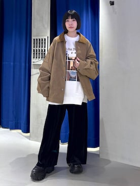 「PBLIM（ページボーイリム）の《UNISEX》ソフトスウェードブルゾン（ブルゾン）」を使った、anninさん（レディース・152cm）の秋コーディネート