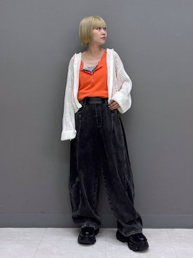 「PAGEBOY（ページボーイ）のプラットチャンキースニーカー（スニーカー、ブラック系）」を使った、anninさん（レディース・152cm）の春コーディネート