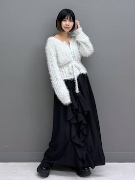 「PAGEBOY（ページボーイ）のラインフリンジティアードスカート/フリルスカート【ウエストゴム・ストレスフリー】（スカート）」を使った、anninさん（レディース・152cm）の秋コーディネート