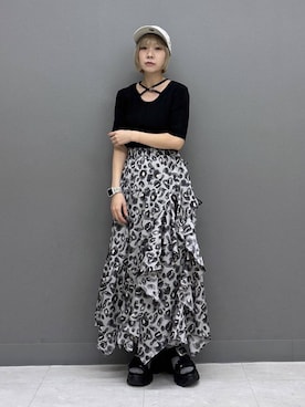 「PAGEBOY（ページボーイ）の【前後2WAY仕様】クロスデザインプルオーバーショートスリーブ（ニット/セーター）」を使った、anninさん（レディース・152cm）の夏コーディネート