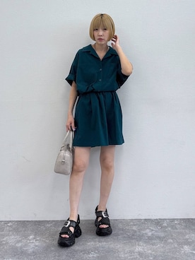 「PAGEBOY（ページボーイ）のミニボストンBAG（ボストンバッグ、ホワイト系）」を使った、anninさん（レディース・152cm）の春コーディネート