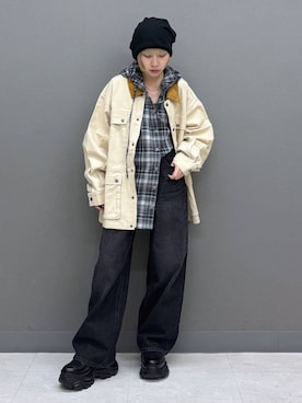 「PAGEBOY（ページボーイ）のレースアップソックスブーツ（ブーツ、ブラック系）」を使った、anninさん（レディース・152cm）の春コーディネート