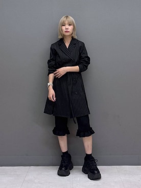 「PAGEBOY（ページボーイ）のプラットチャンキースニーカー（スニーカー、ブラック系）」を使った、anninさん（レディース・152cm）の夏コーディネート