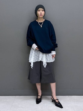 「PAGEBOY（ページボーイ）のハートマンテルネックレス3（ネックレス、シルバー系）」を使った、anninさん（レディース・152cm）の春コーディネート