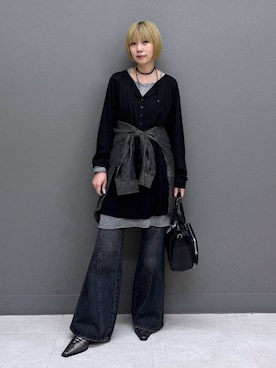 「PAGEBOY（ページボーイ）のスリムレッグフレアデニム【4color/4size】（デニムパンツ、ブルー系）」を使った、anninさん（レディース・152cm）の春コーディネート