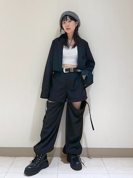 「モードストリート」｜「アイテム（ハンチング/ベレー帽）」を使った、anninさん（レディース・152cm）の秋コーディネート