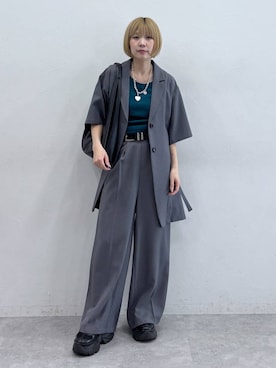 「PAGEBOY（ページボーイ）のプラットチャンキースニーカー（スニーカー、ブラック系）」を使った、anninさん（レディース・152cm）の春コーディネート