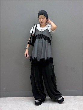 「PAGEBOY（ページボーイ）のルーズサマービーニー（ニットキャップ/ビーニー）」を使った、anninさん（レディース・152cm）の夏コーディネート