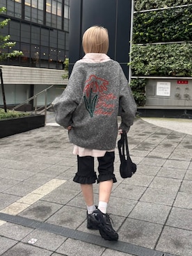 「LOWRYS FARM（ローリーズファーム）のオーバーBOXシャツ　1051616（シャツ/ブラウス、ピンク系）」を使った、anninさん（レディース・152cm）の秋コーディネート