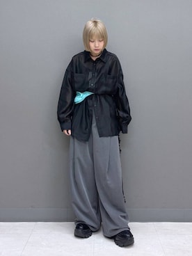 「PAGEBOY（ページボーイ）のプラットチャンキースニーカー（スニーカー、ブラック系）」を使った、anninさん（レディース・152cm）の夏コーディネート