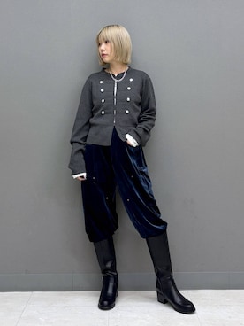「PAGEBOY（ページボーイ）のベルトエンジニアロングブーツ 【美脚/脚長効果UP】（ブーツ、ブラック系）」を使った、anninさん（レディース・152cm）の秋コーディネート