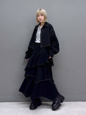 「PAGEBOY（ページボーイ）のレースアップトラックブーツ【ストレッチ/抗菌防臭/軽量/美脚】（ブーツ、ブラック系）」を使った、anninさん（レディース・152cm）の夏コーディネート