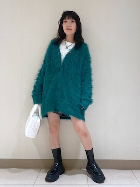 「PAGEBOY（ページボーイ）のモンスターフェザーカーディガン（カーディガン/ボレロ）」を使った、anninさん（レディース・152cm）の秋コーディネート