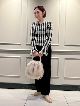 「LOWELL things（ロウェル　シングス）のアイテム（ショルダーバッグ）」を使った、ナベさん（レディース・150cm）の秋コーディネート