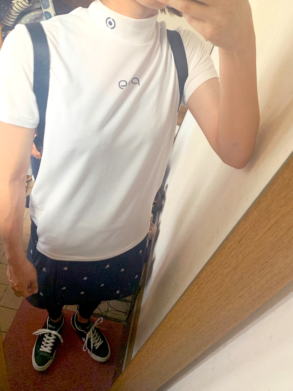 「ゴルフ、ゴルフウェア、おしゃれさんと繋がりたい、コンバース、ゴルフ女子」｜「CONVERSEのアイテム（シューズ、ブラック系）」を使った、みむさん（レディース・156cm）の夏コーディネートの1枚目の写真